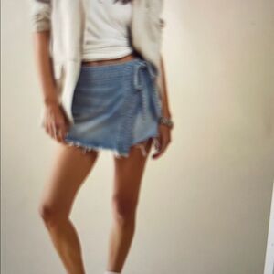 We The Free Light Blue Denim Skirt